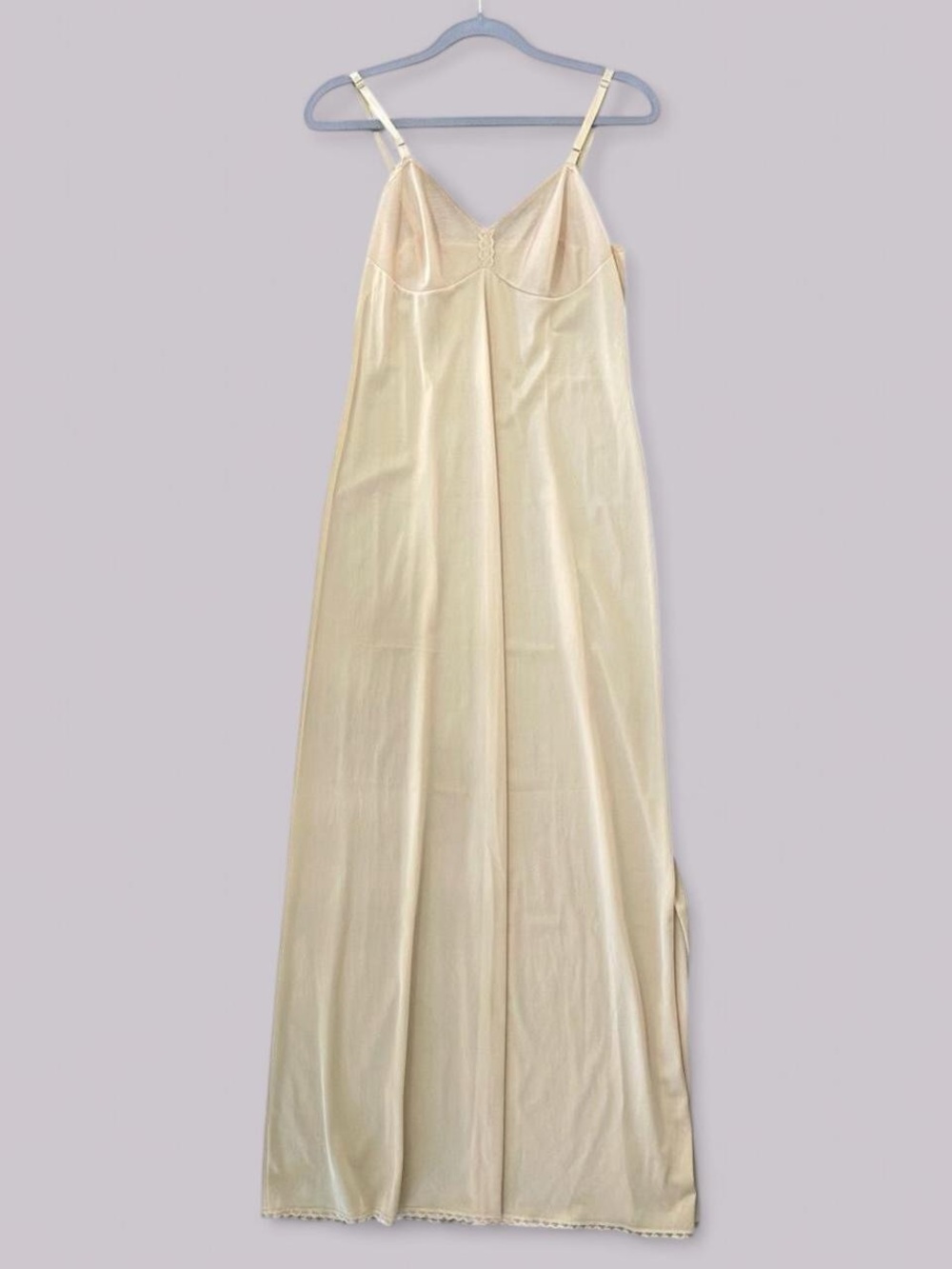 Vintage 70s Vanity Fair Ivory Slip Maxi Dress